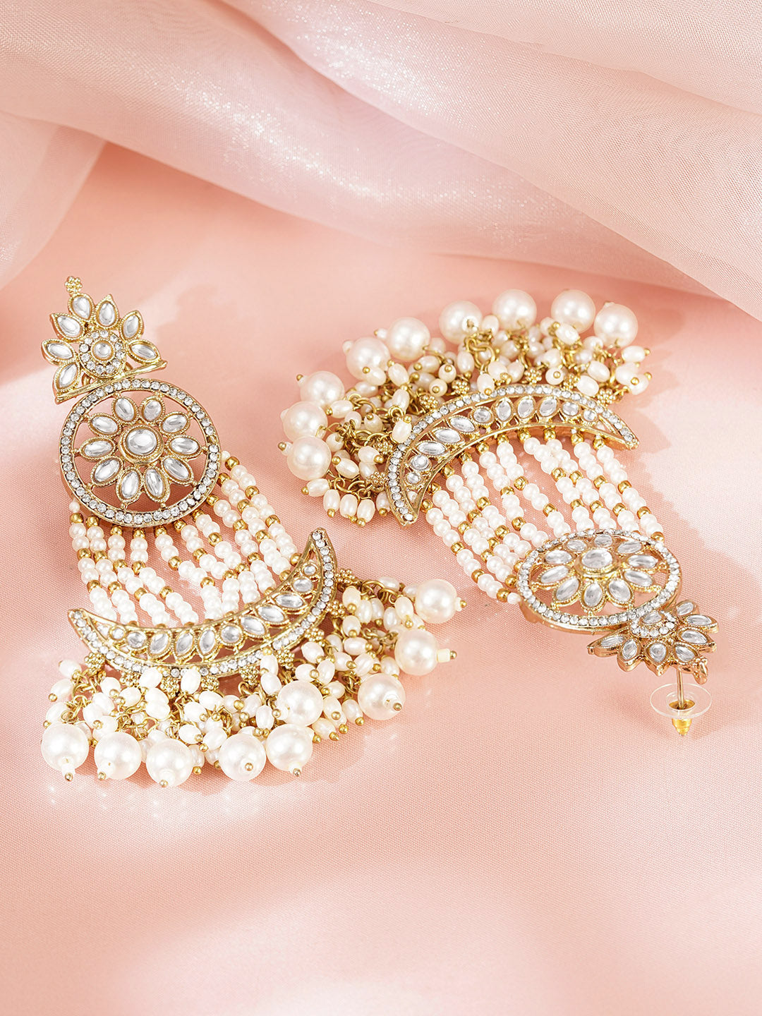 Moonlit Pearl Chandbali Glow Earrings