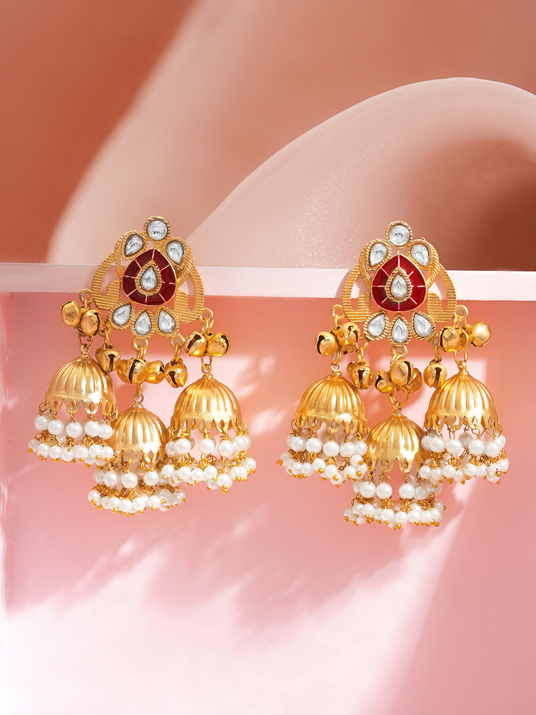 Royal Crimson Multi Jhumka Earrings