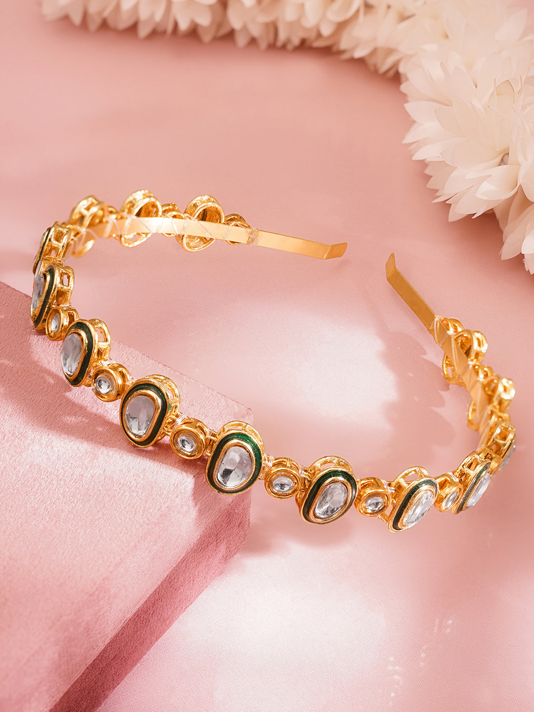 Festive Green Kundan Hair Band