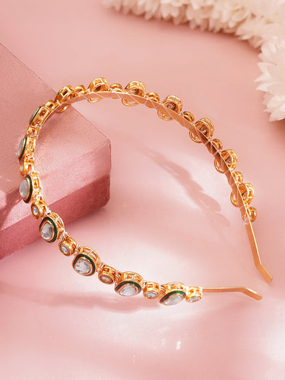 Festive Green Kundan Hair Band