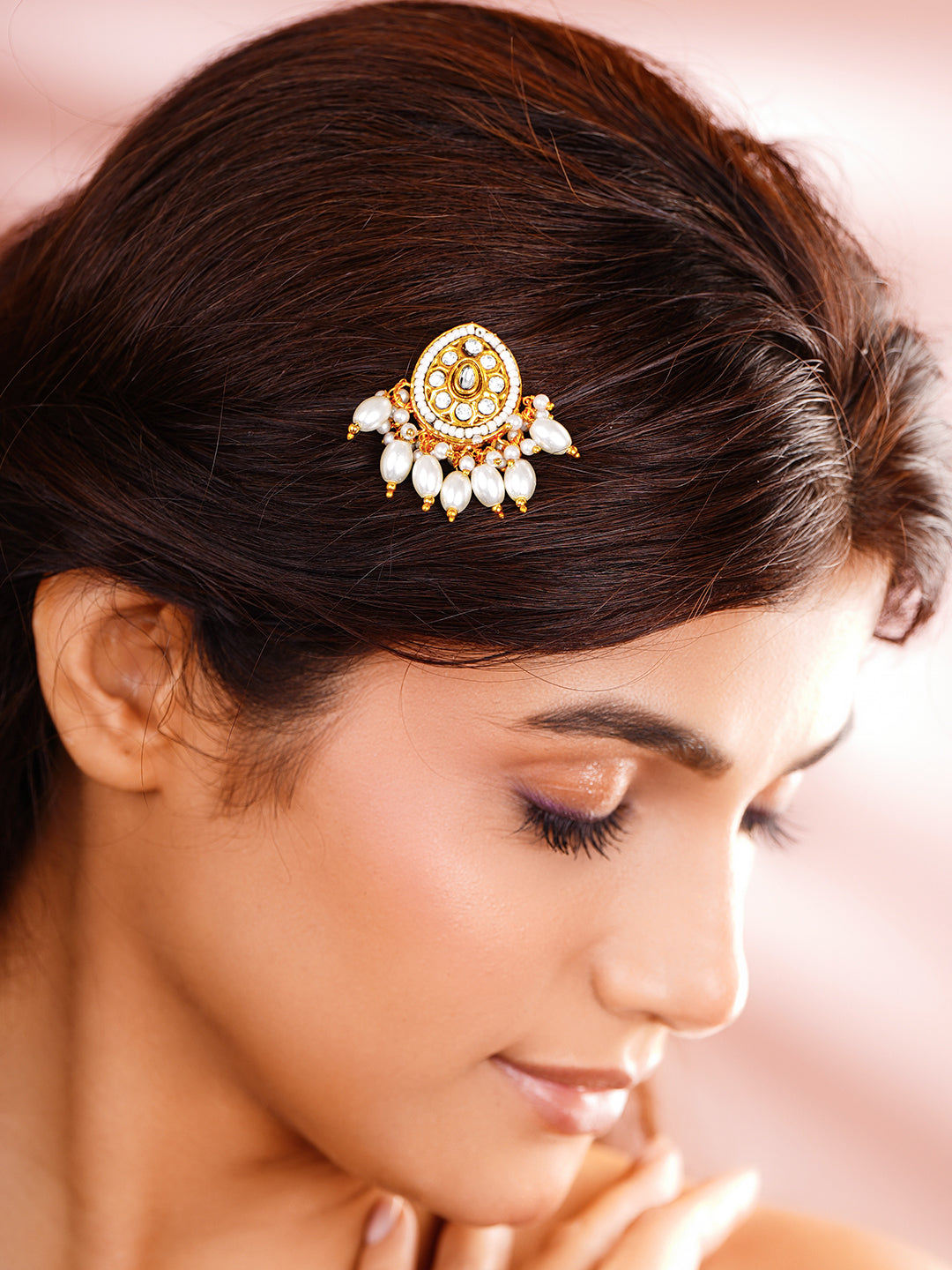 Pearl Glow Kundan Hair Accessories