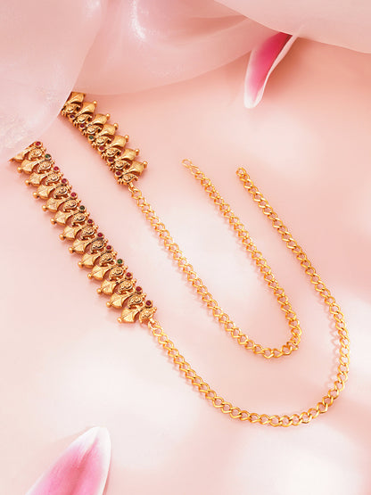 Gold Plated Floral Motif Cascade Waist Chain Belt