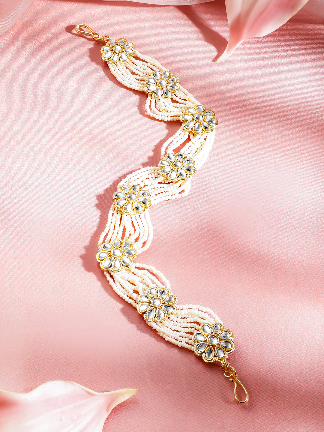 Pearl Kundan Floral Hair Accessory