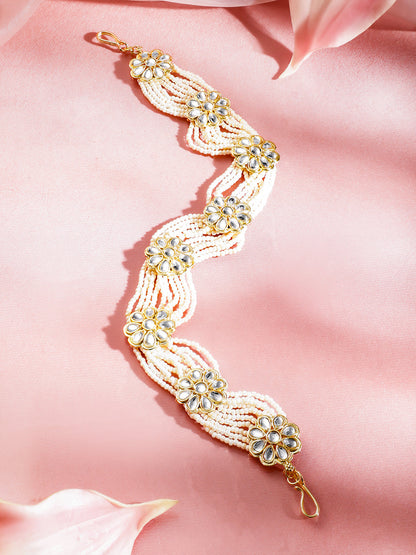 Pearl Kundan Floral Hair Accessory