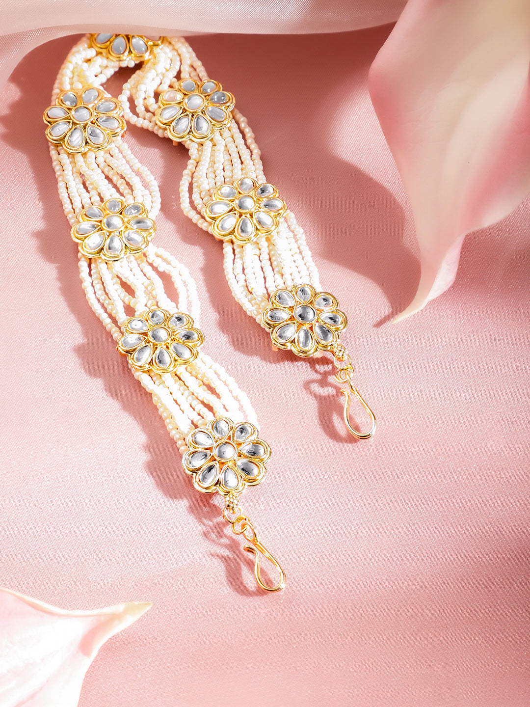 Pearl Kundan Floral Hair Accessory