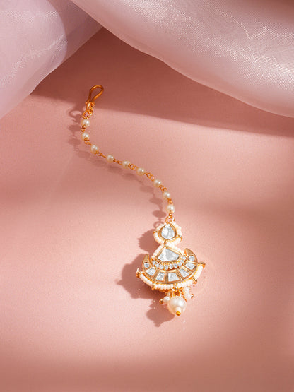 Festive Glow Kundan Pearl Drop Maangtikka