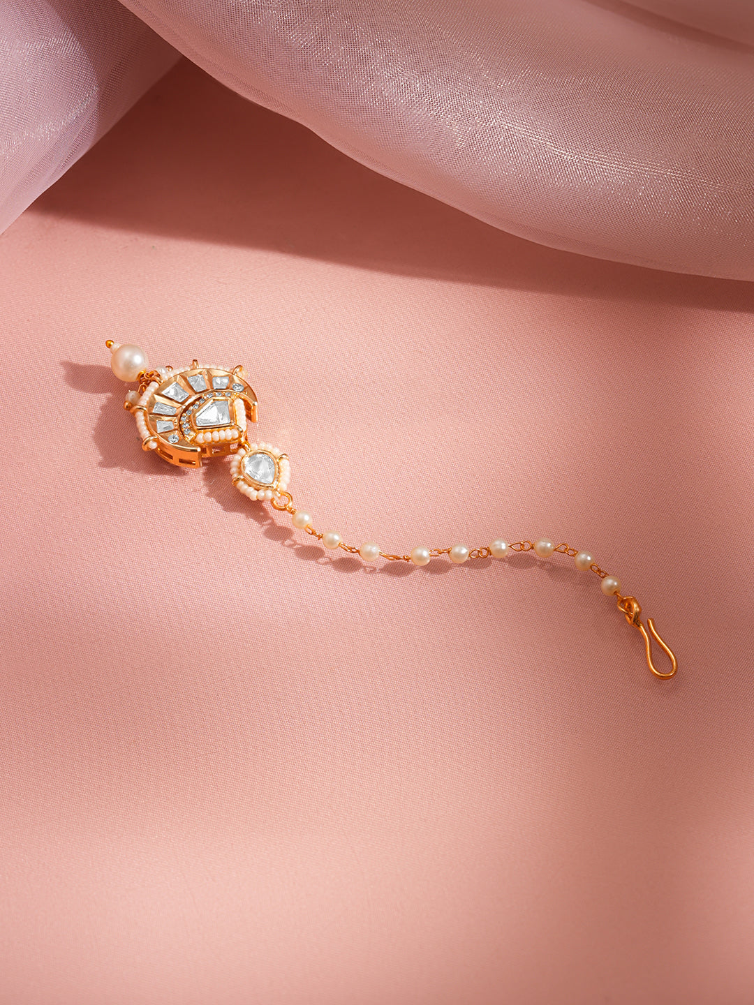 Festive Glow Kundan Pearl Drop Maangtikka
