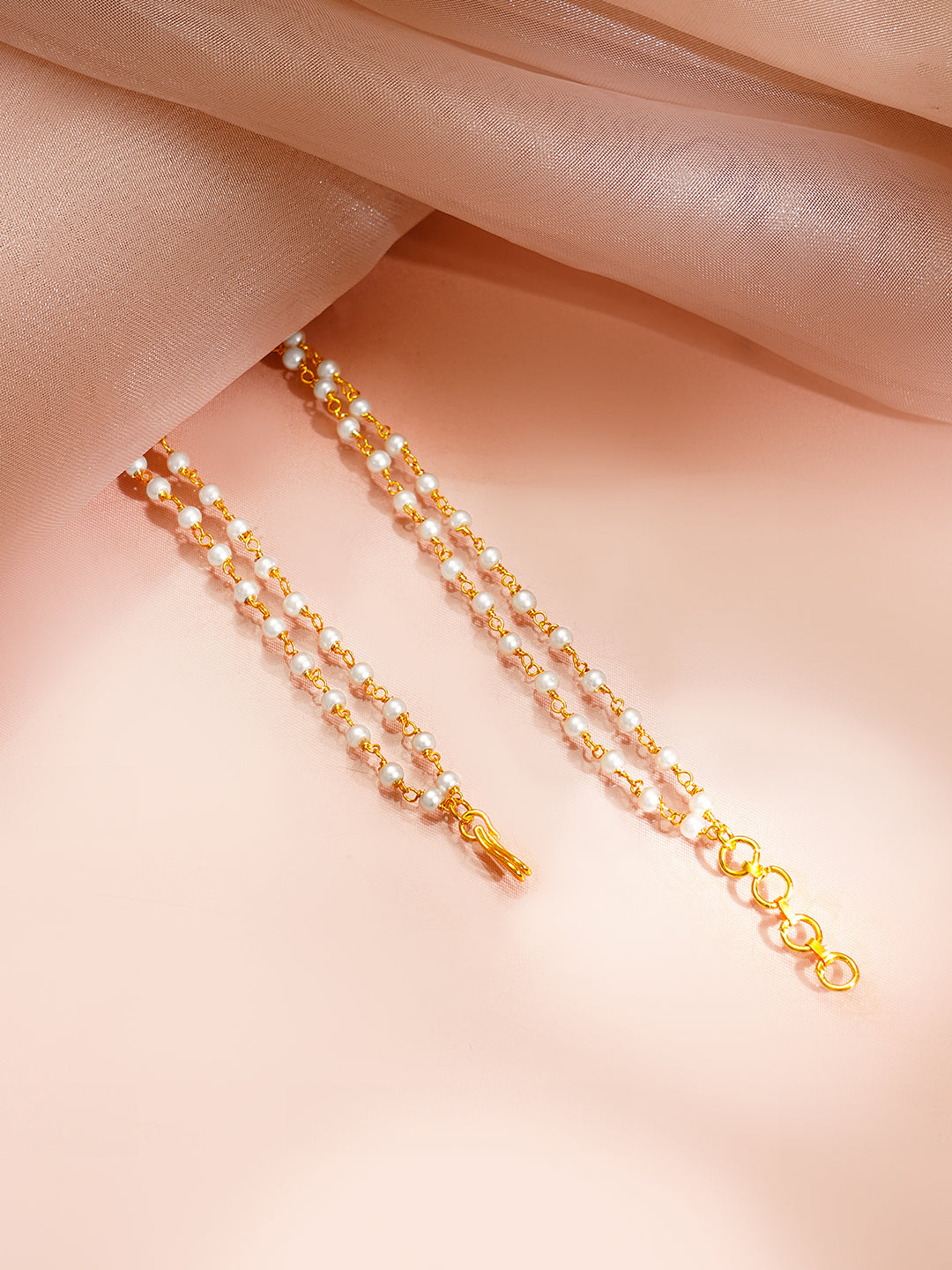 Gold Plated Moon Design Pearl beaded Kundan Ruby Pendant