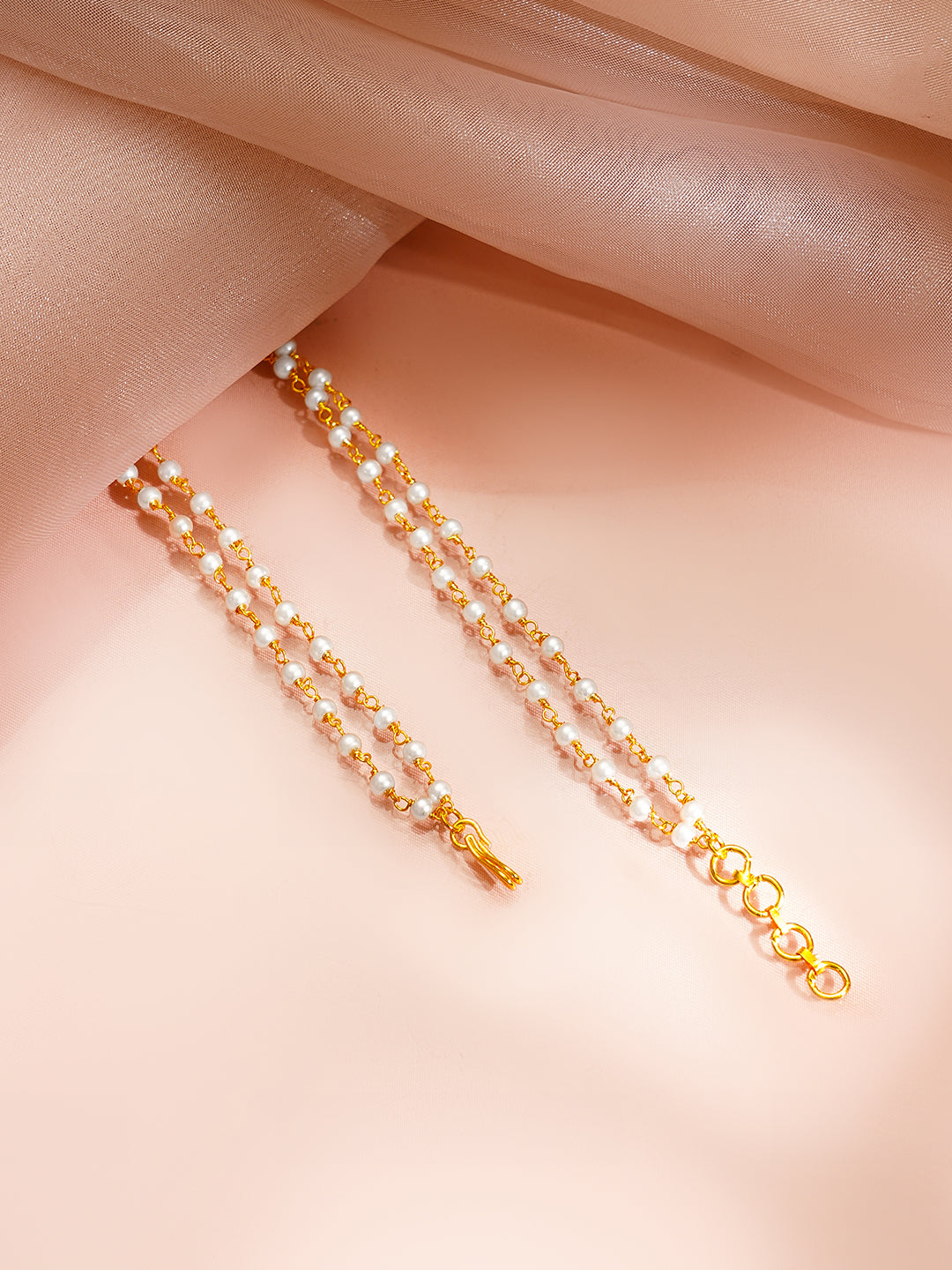 Gold Plated Moon Design Floral centered pearl Beaded Kundan Pendant