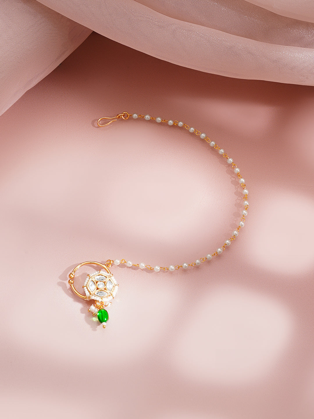 Gold Kundan Pearl Bridal Nath