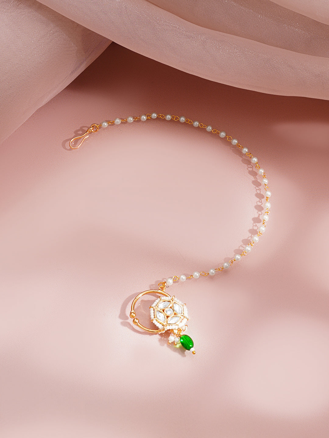Gold Kundan Pearl Bridal Nath
