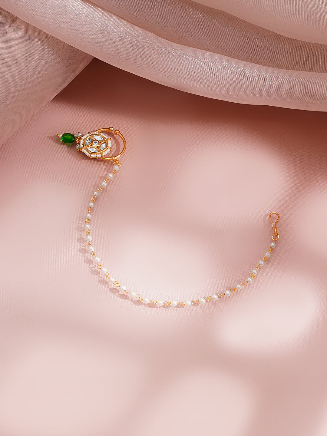 Gold Kundan Pearl Bridal Nath