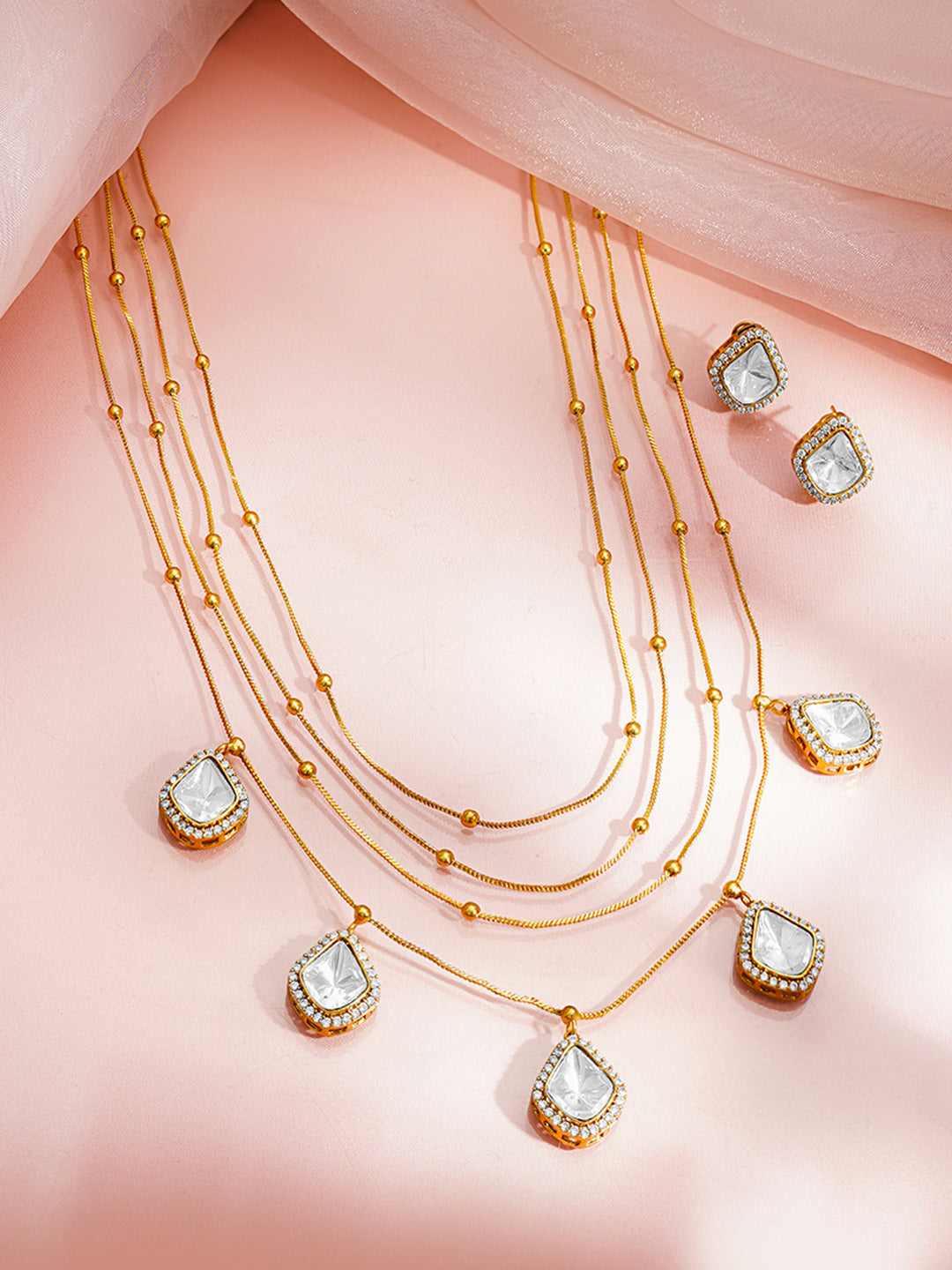 Layered Glow Charm Drop Necklace Set