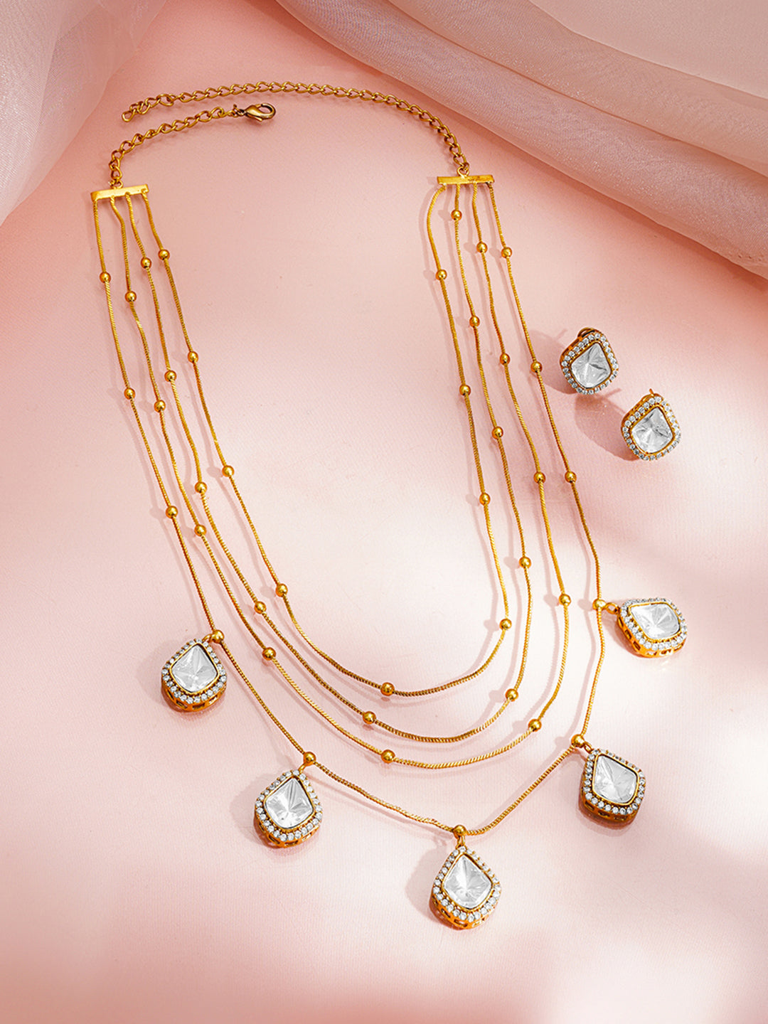 Layered Glow Charm Drop Necklace Set