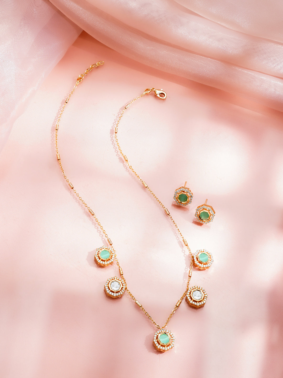 Pastel Green Glow Charm Necklace Set