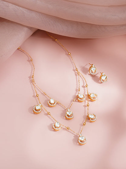 Golden Glow Layered Charm Necklace Set