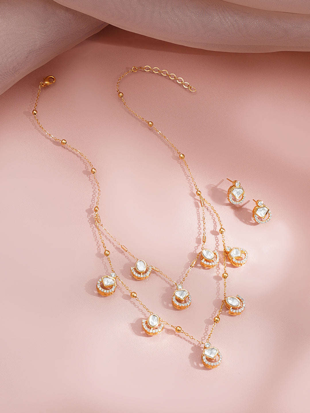 Golden Glow Layered Charm Necklace Set
