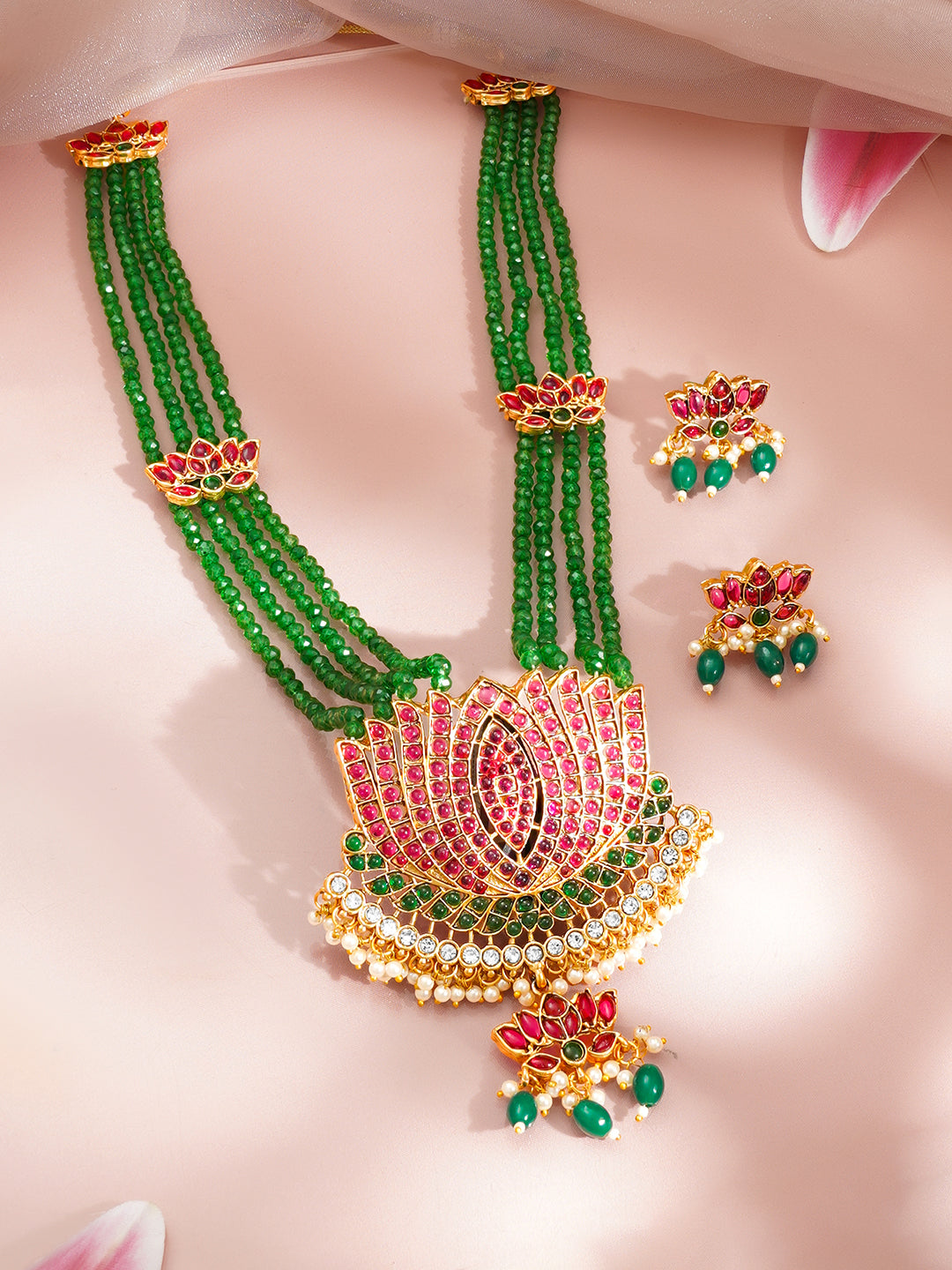 Lotus Bloom Heritage Long Necklace Set
