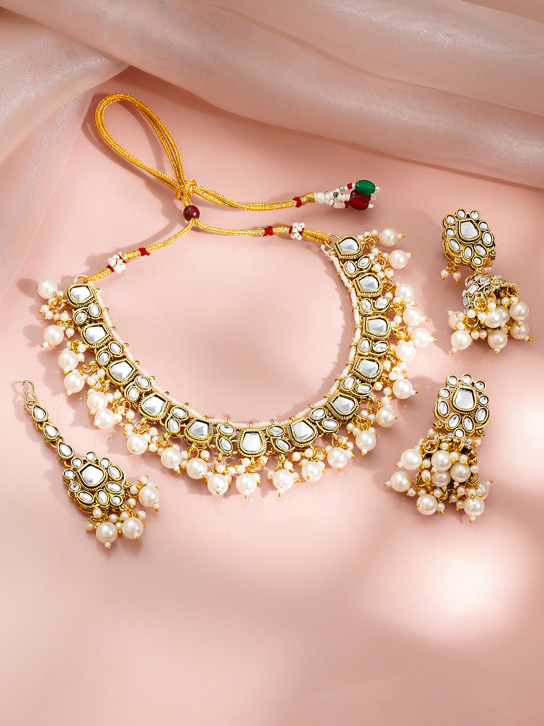 Pearl Drape Kundan Necklace Set