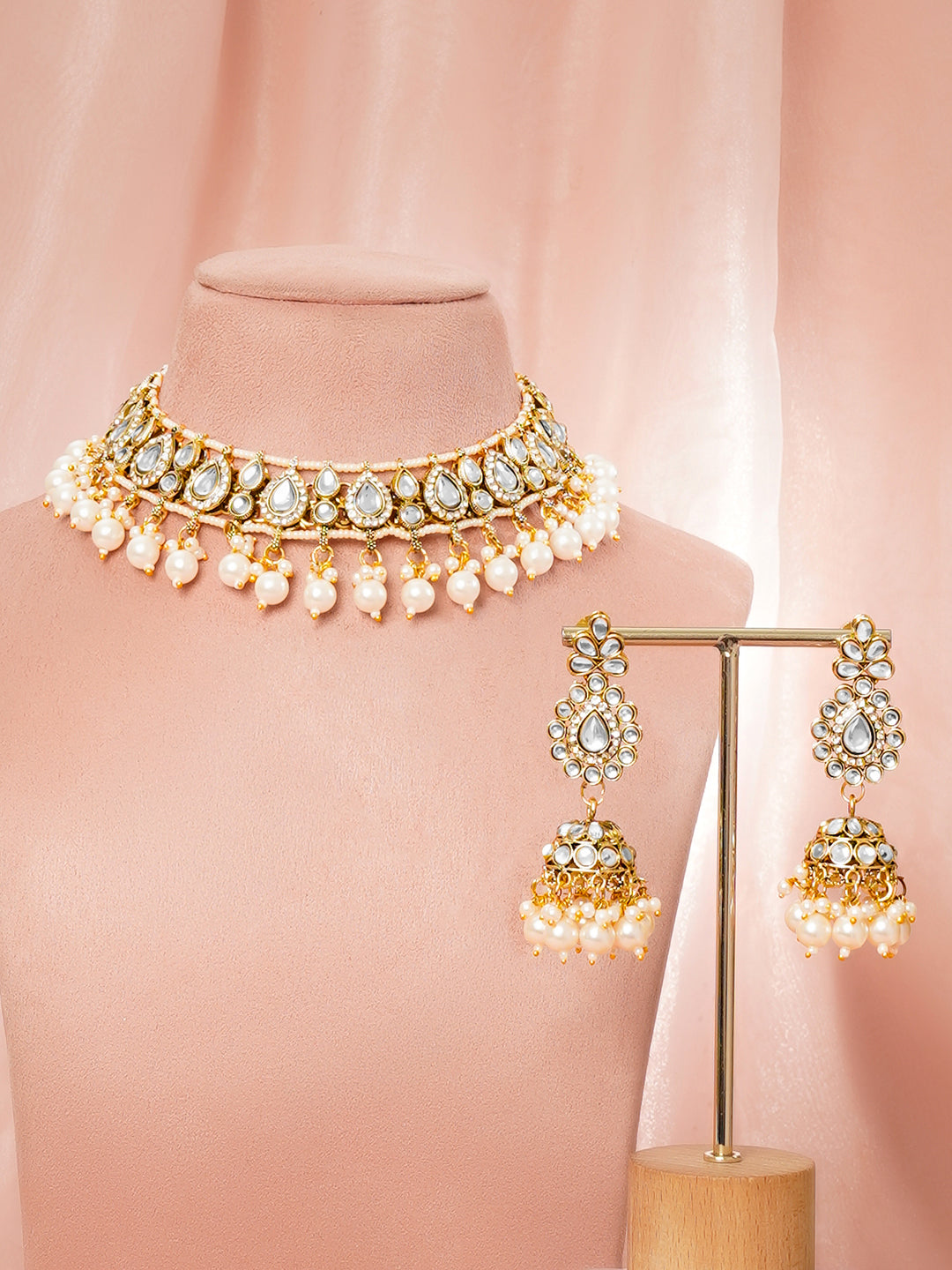 Kundan Pearl Cascade Bridal Set