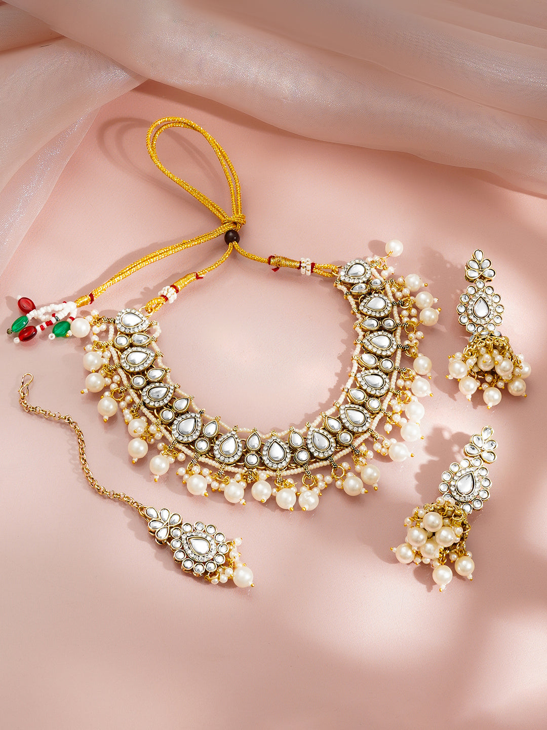 Kundan Pearl Cascade Bridal Set