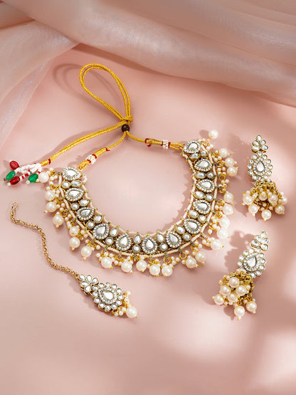 Kundan Pearl Cascade Bridal Set