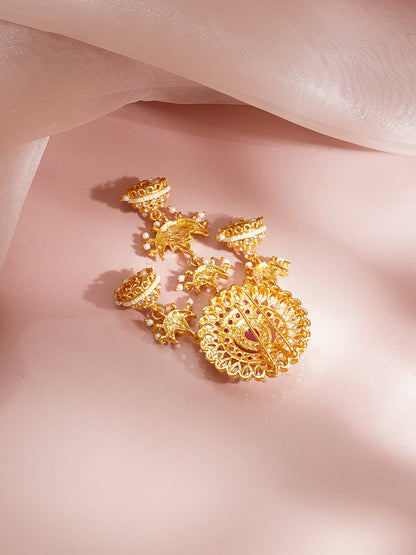 Gold Plated Kundan Floral Hair Accessories