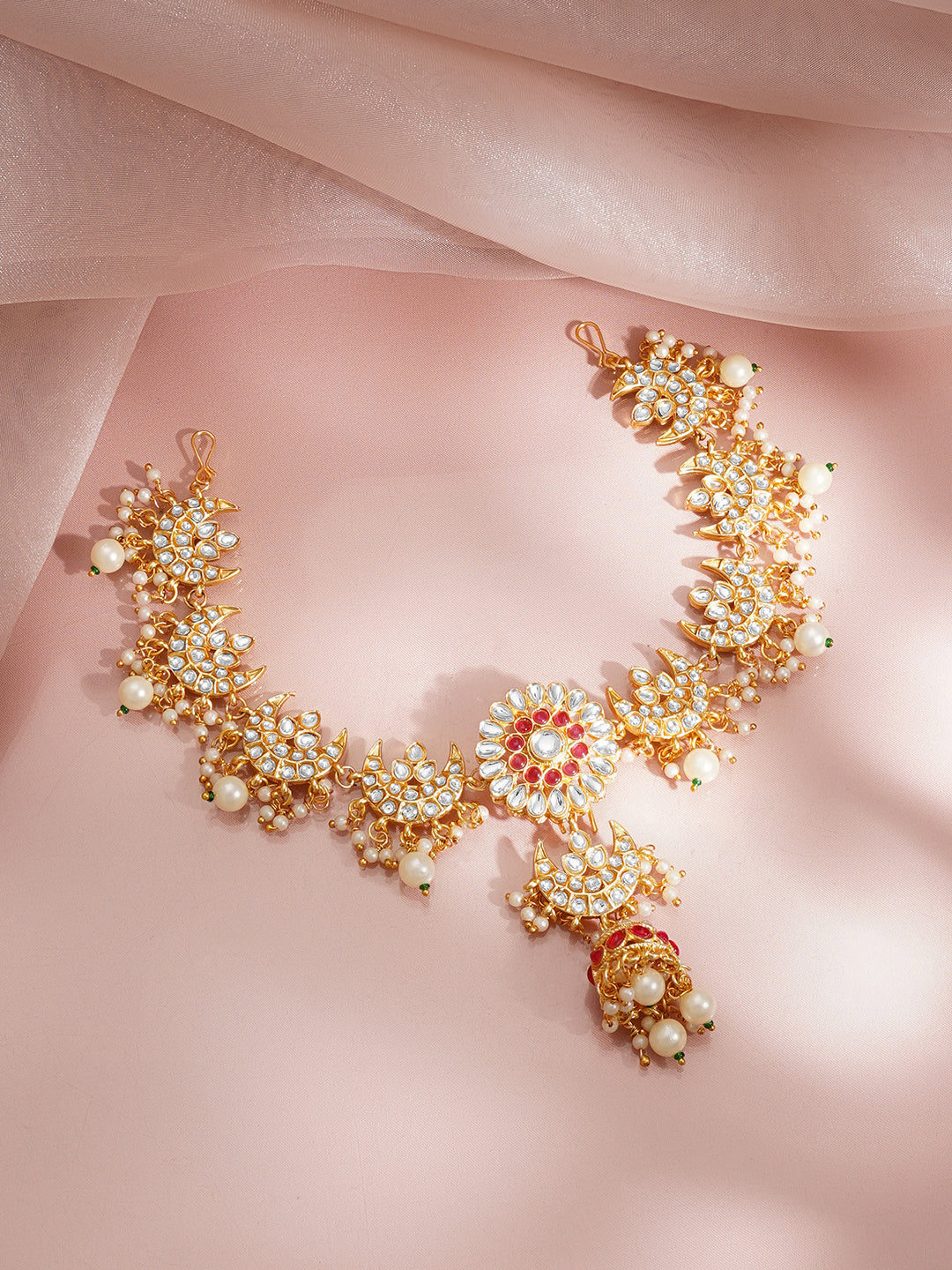 Gold Plated Floral Kundan Hair Accessories