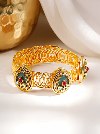 Gold Plated Emerald Studded Bracelet