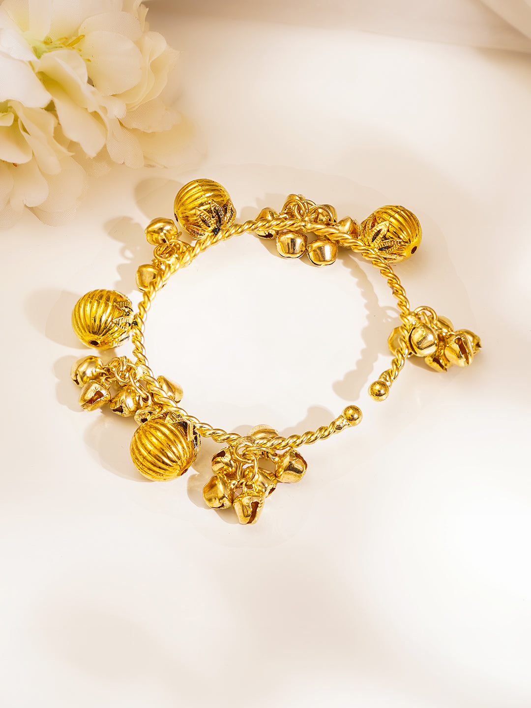 Gold Twisted Ghungroo Statement Bangles