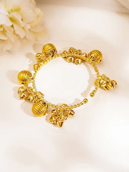 Gold Twisted Ghungroo Statement Bangles