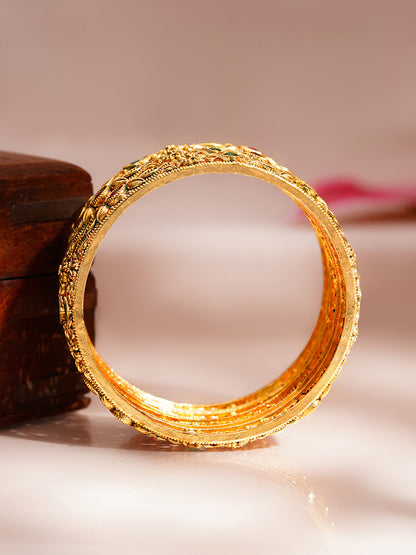 Heritage Floral Gold Statement Bangles