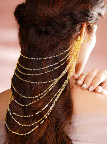 Gold Layered Chain Drape Hair Accessory