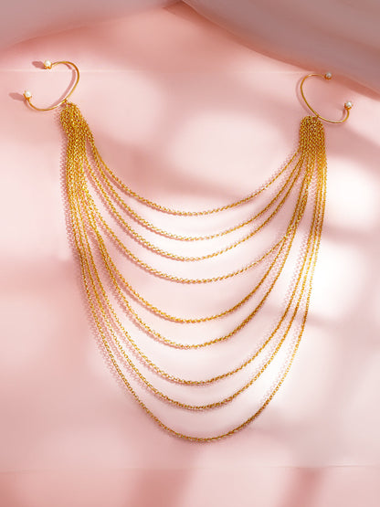 Gold Layered Chain Drape Hair Accessory