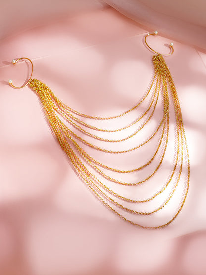 Gold Layered Chain Drape Hair Accessory