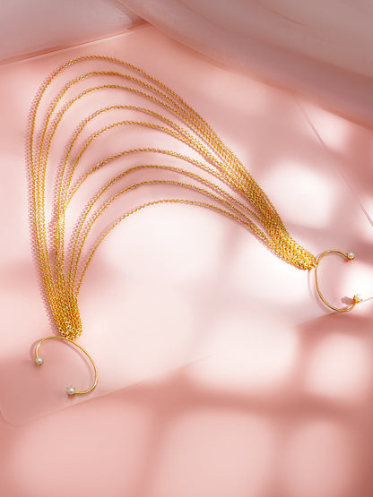 Gold Layered Chain Drape Hair Accessory