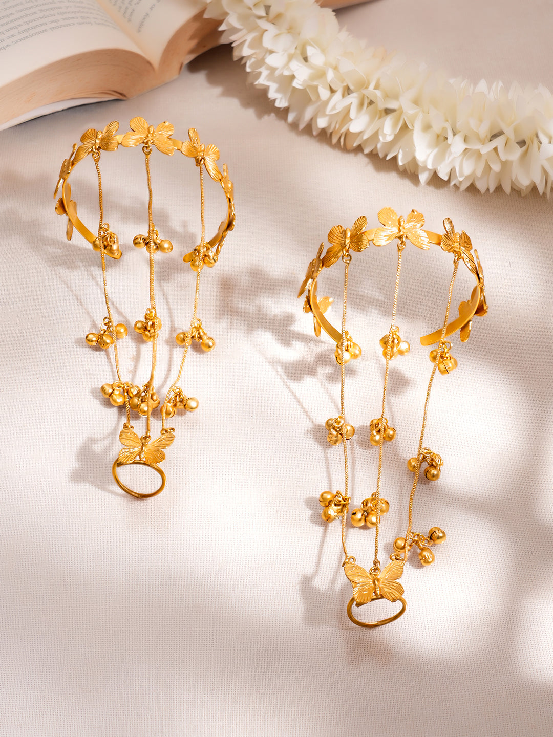 Golden Butterfly Haathphool Bracelet Set