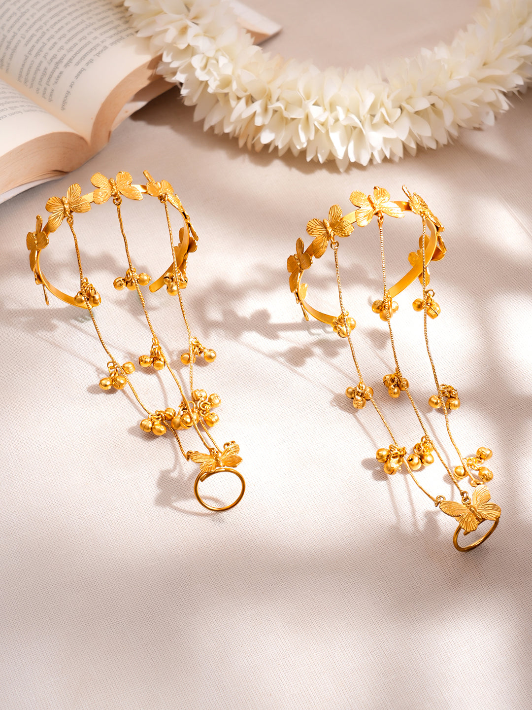Golden Butterfly Haathphool Bracelet Set