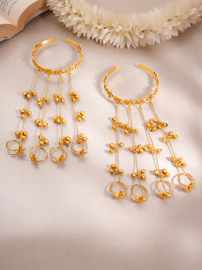 Golden Blossom Haathphool Bracelet Set