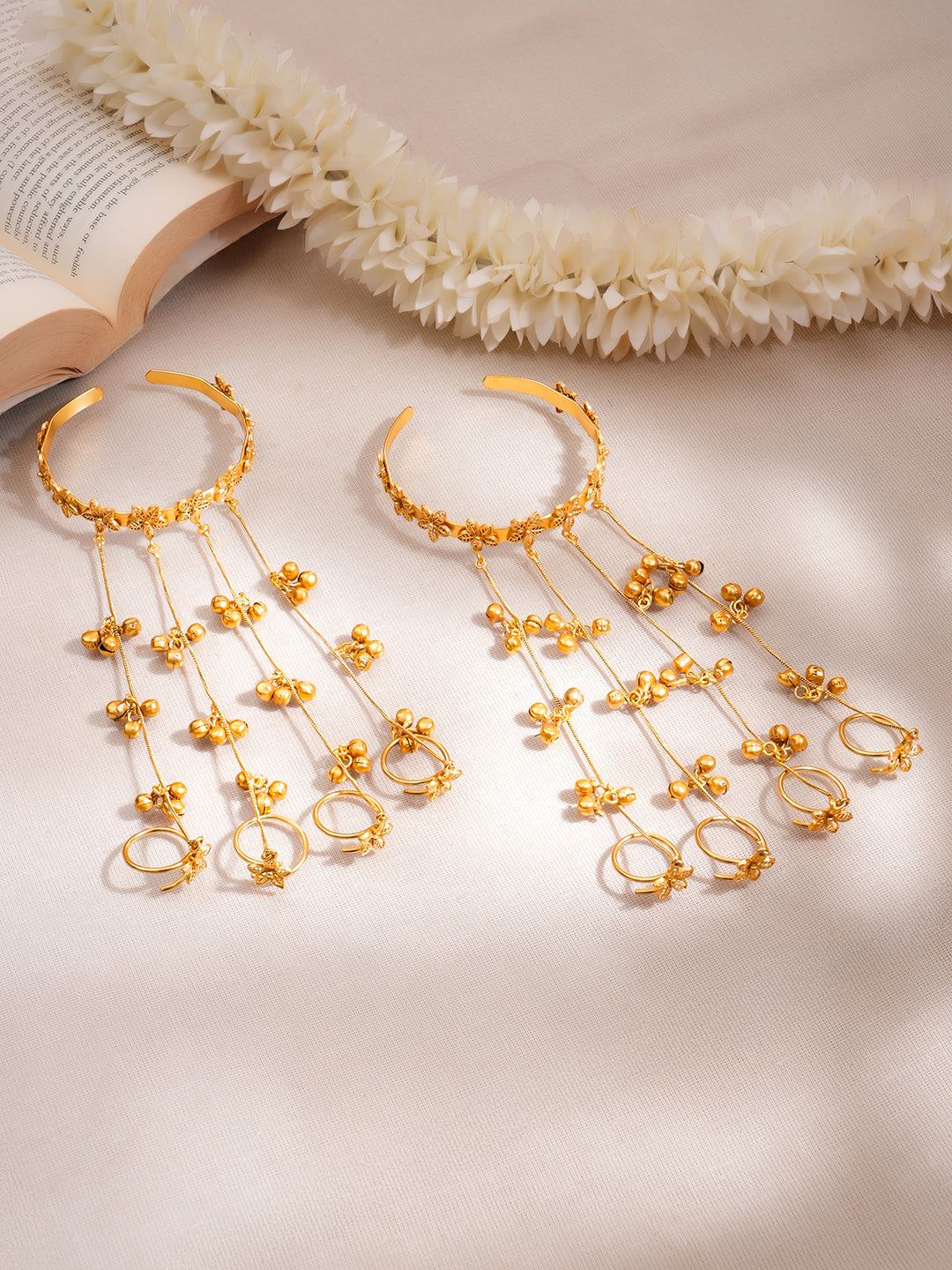Golden Blossom Haathphool Bracelet Set