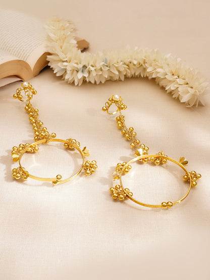 Set of 2 Gold Plated Haathphool With Bead Detailing