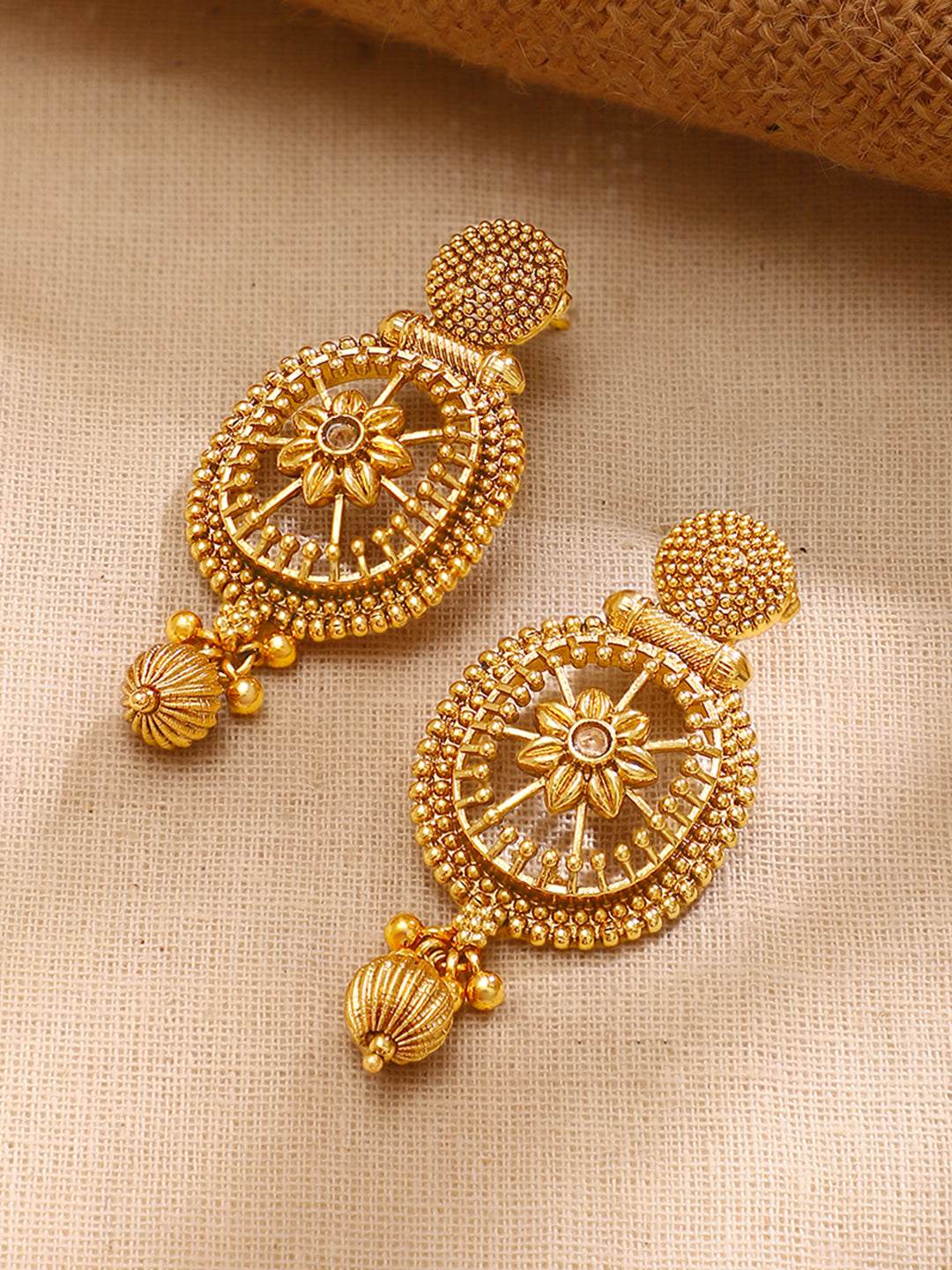Gold Plated Sunburst Medallion Necklace Set