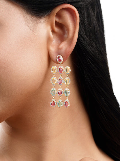 Multicolor Gemstone Cascade Dangler Earrings