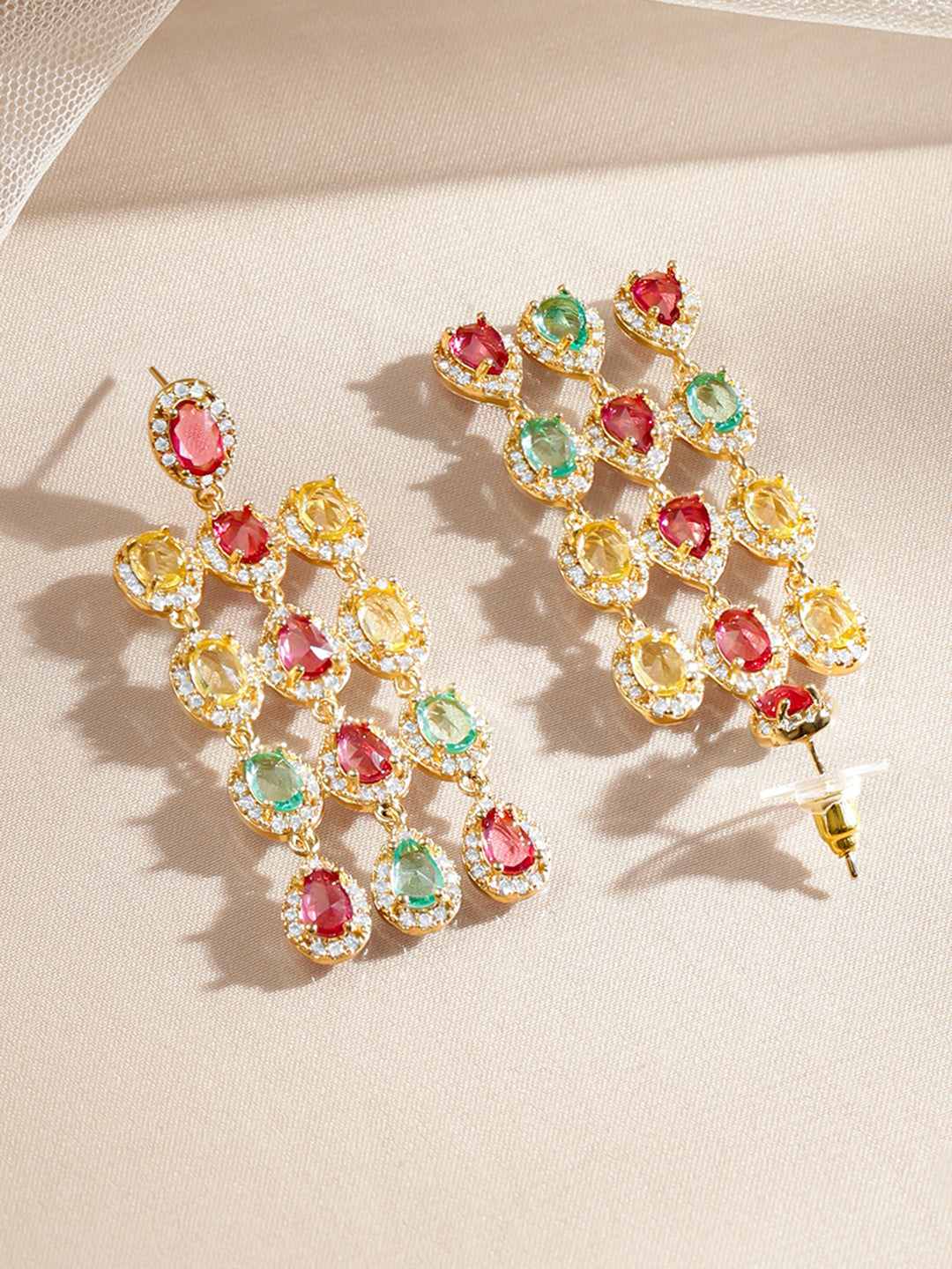 Multicolor Gemstone Cascade Dangler Earrings
