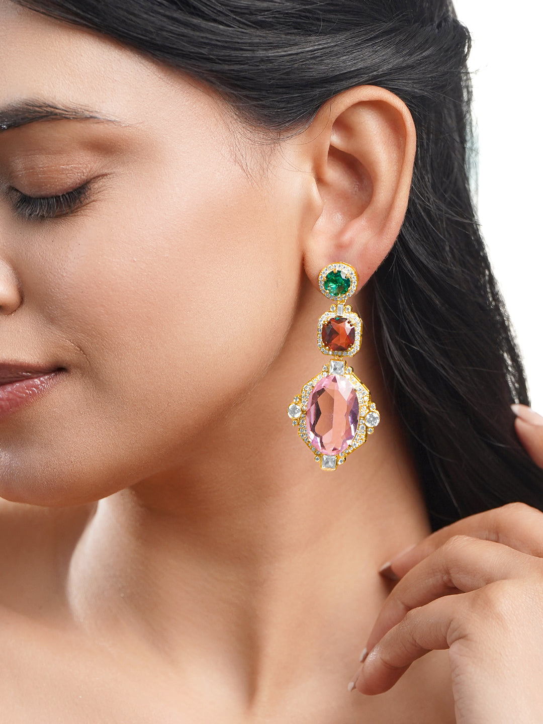 Multicolour Crystal Luxe Statement Earrings