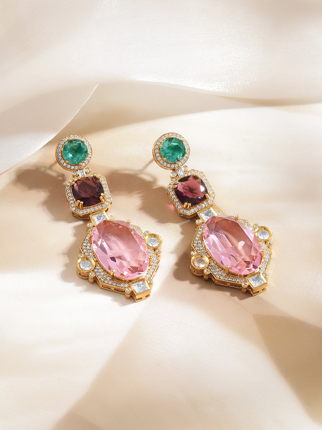 Multicolour Crystal Luxe Statement Earrings
