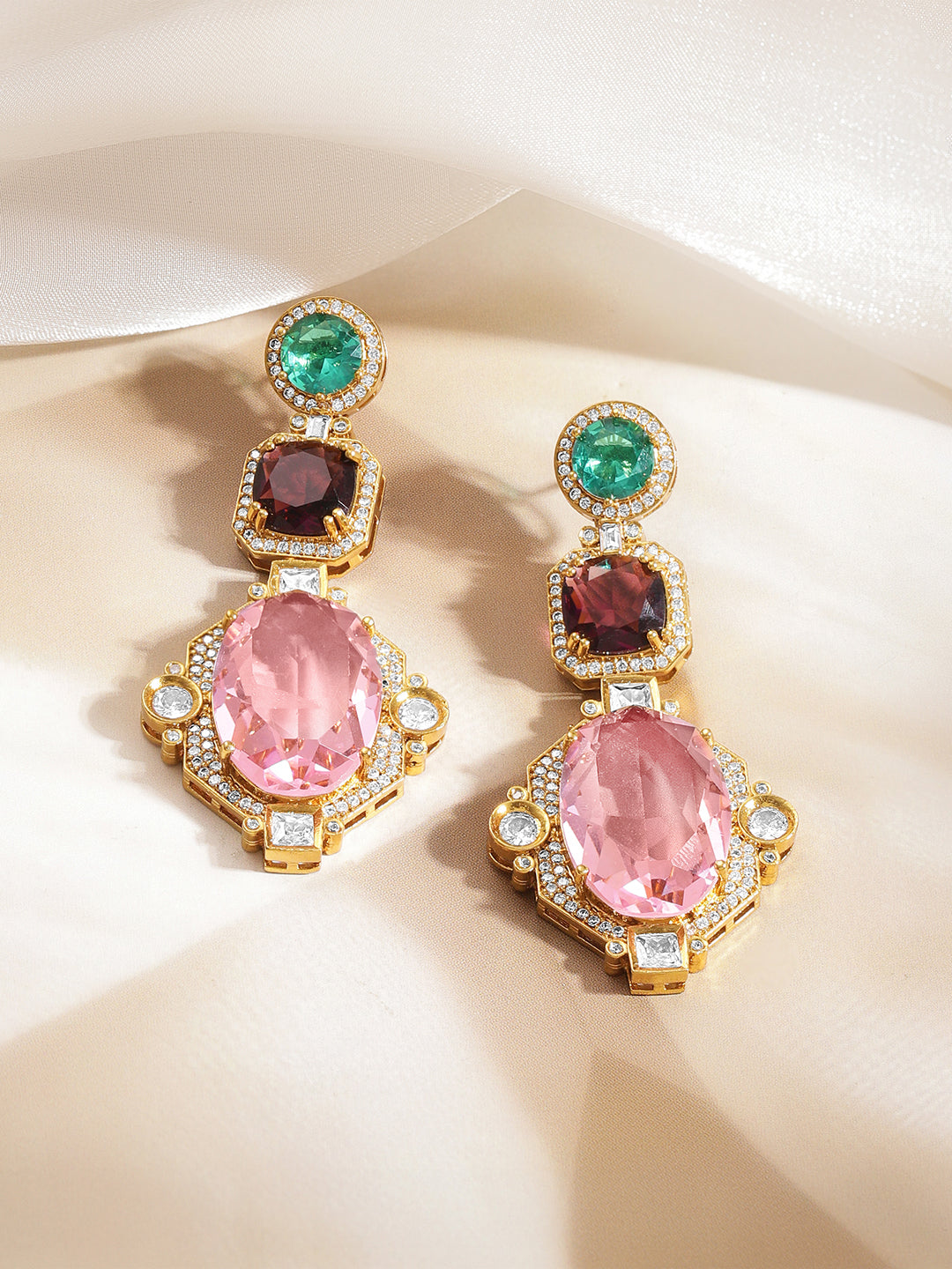 Multicolour Crystal Luxe Statement Earrings