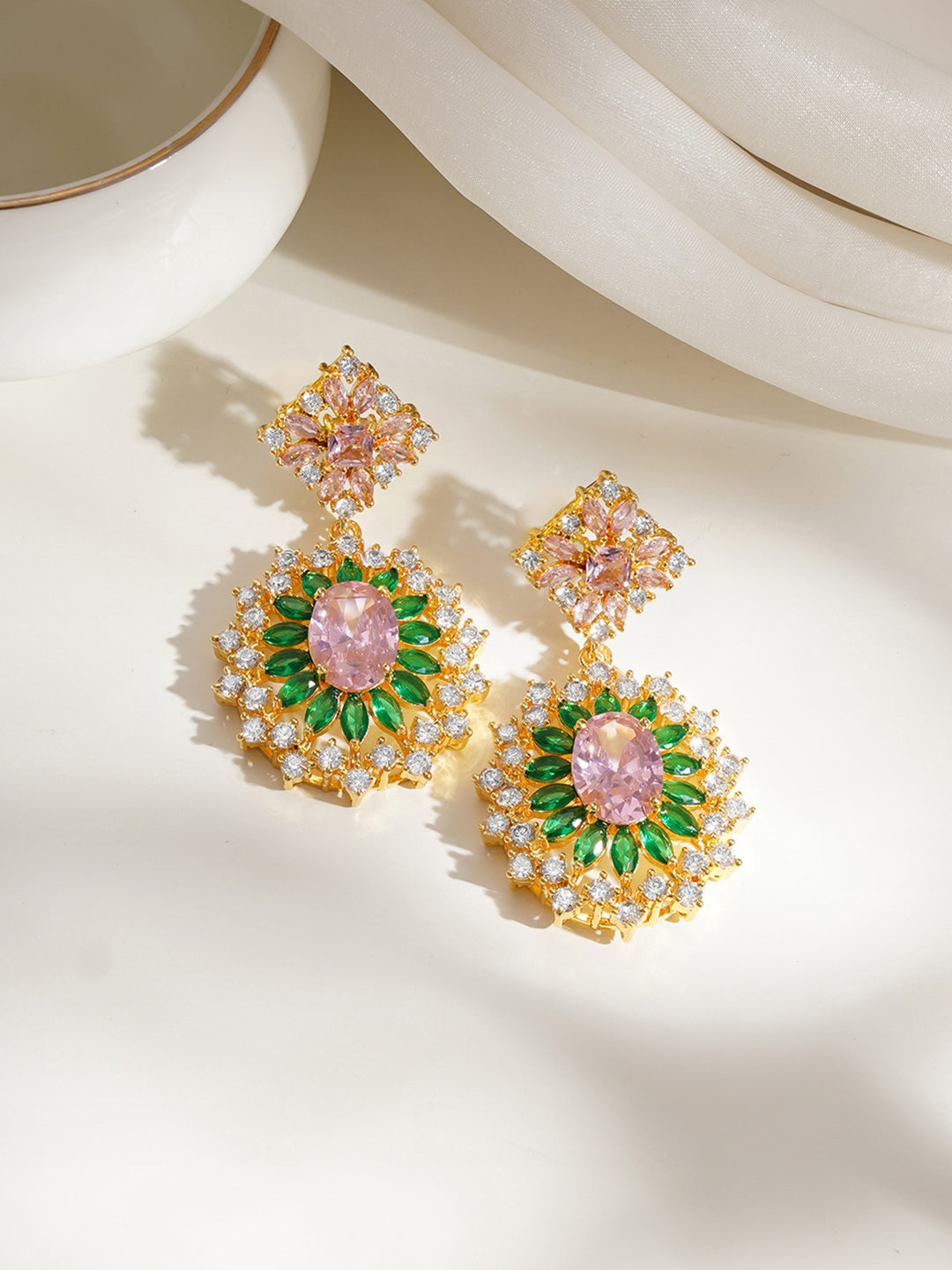 Blooming Radiance Crystal Statement Earrings