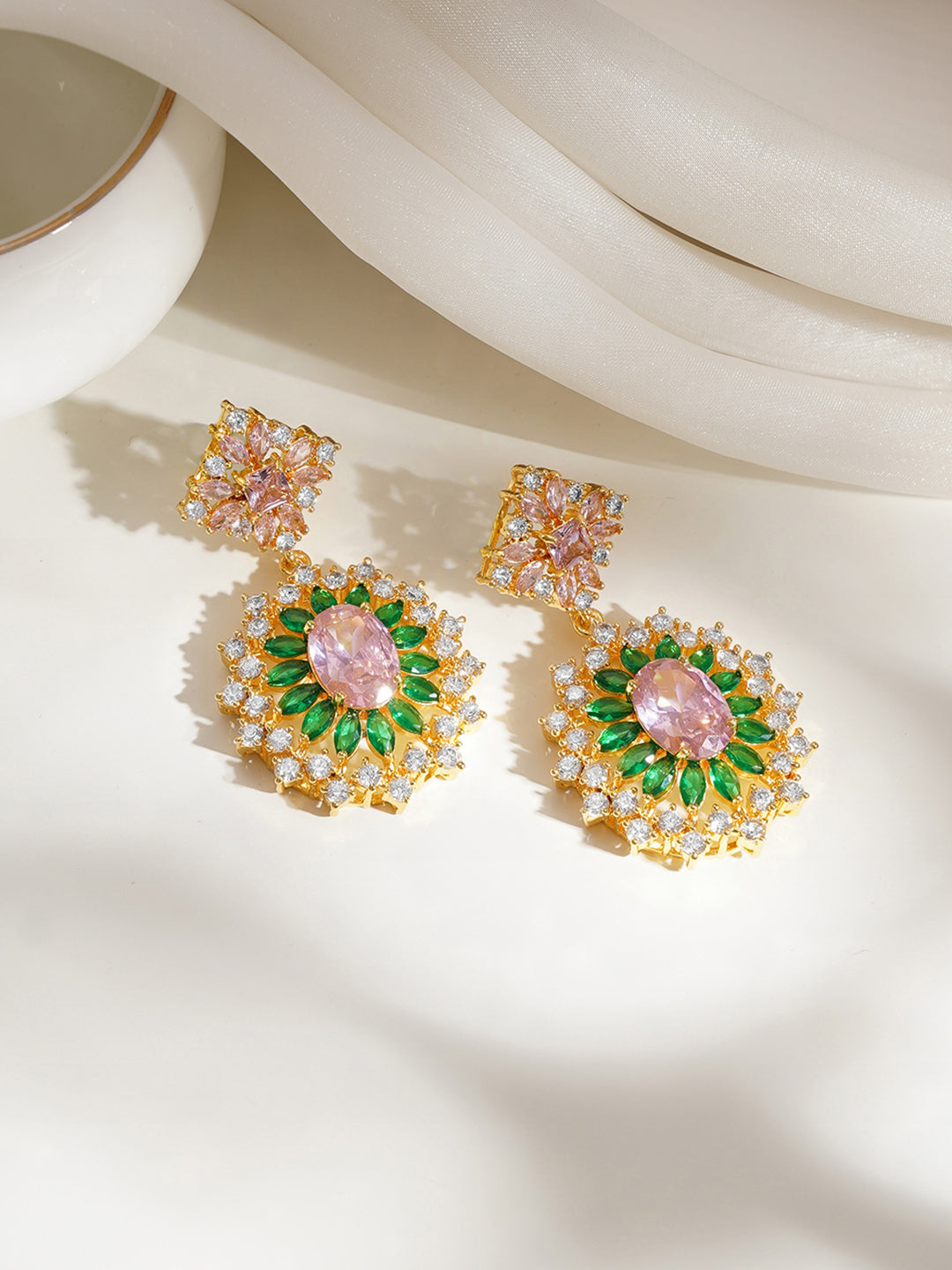 Blooming Radiance Crystal Statement Earrings