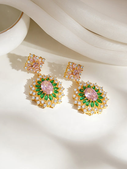 Blooming Radiance Crystal Statement Earrings
